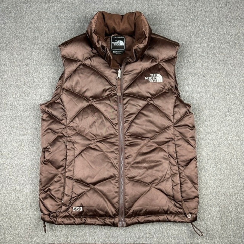 The North Face 550 Down Puffer Vest Brown Diamond Quilted Womens Small